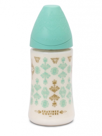Бутылка Suavinex "Haute Couture NEW" от 0+ 270мл  с силиконовой круглой соской — зеленый