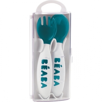 Эргономическая ложка и вилка Beaba "Set of 2 Age Fork" — Blue