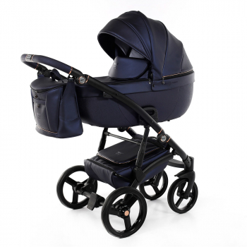 Коляска 2 в 1 Tako Laret Premium — TLP-05 (кожа темно синяя/короб темно синий/рама черная)