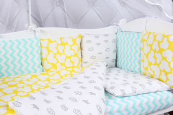 Комплект в кроватку AmaroBaby 15 предметов (3+12 подушек-бортиков) — HAPPY BABY (бязь)