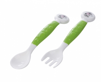 Набор вилка и ложка гибкие Canpol Little cow 12 мес., арт. 56/580 — зеленый