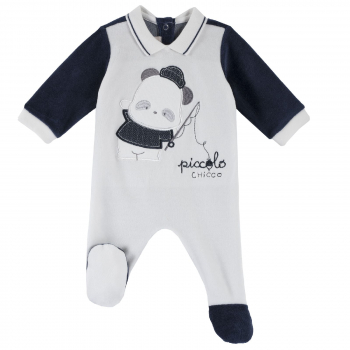 Комбинезон Chicco принт мишка, для мальчиков, цвет белый — Белый, р.68