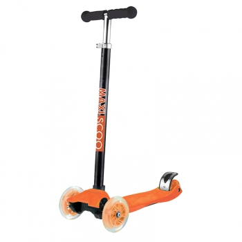 Самокат Maxiscoo Junior трехколесный со светящимися колесами — Оранжевый