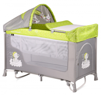 Манеж-кровать LORELLI San Remo 2 Rocker — Зелёно-серый / Green&Grey Elephants 1937