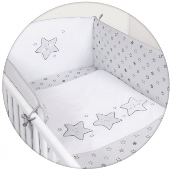 Постельное бельё Ceba Baby с принтом 3 предмета — Stars Grey Lux