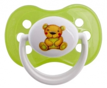 Пустышка симметричная Canpol Milky силикон, 6-18 мес. — салатовый, форма: мишка