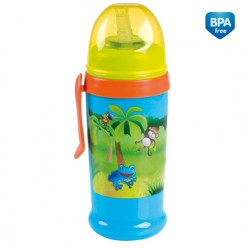 Поильник-непроливайка спортивный Canpol с трубочк. и крышкой, 350 мл, 12+ мес., арт. 56/510 — голубой