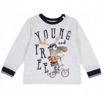 Лонгслив Chicco принт Young and free, для мальчиков, цвет светло-бежевый (ошибка)