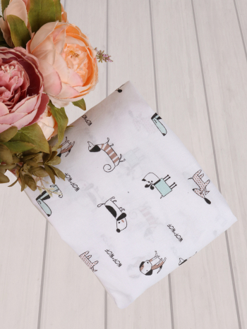 Простыня Amarobaby 125х75х12 на резинке EXCLUSIVE Original Collection — собачки белый