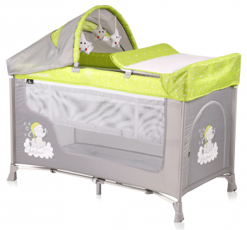 Манеж-кровать LORELLI San Remo 2 Plus — Зелёно-серый / Green&Grey Elephants 1937
