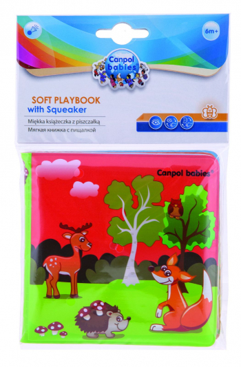 Книжка мягкая с пищалкой Canpol арт. 2/803, 6м+ — континенты