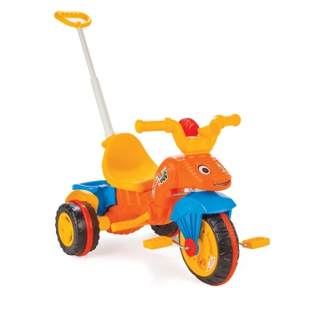 Трехколесный велосипед Pilsan "Tirtil" с родительской ручкой — оранжево-желто-синий