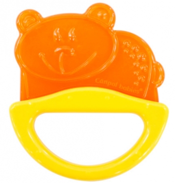 Погремушка с эластичным прорезывателем Canpol арт. 13/107, 0+ мес., мишка — желтый