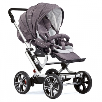 Прогулочная коляска Gesslein F10 Air+ с накидкой на ножки — серый лен/св.серый