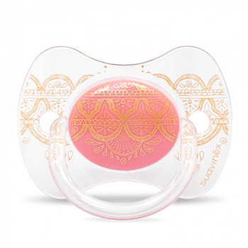 Пустышка Suavinex "Haute Couture NEW" от 4-18мес с силиконовой физиологической соской — розовый