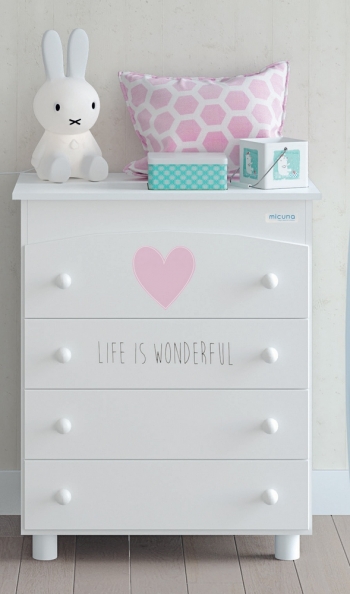Комод пеленальный Micuna Wonderful B-970 — White/Pink