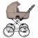 Коляска 2 в 1 Roan Bass Next Classic, d14 Beige/Chrome/руч.Тем.Коричневый