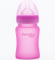 Стеклянная бутылочка с индикатором температуры и защитным силиконовым покрытием Everyday Baby 150 мл розовый