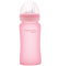 Стеклянная бутылочка-поильник с трубочкой с защитным силиконовым покрытием Everyday Baby, 240 мл светло-розовый