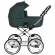 Коляска для новорожденных Roan Bass Next Classic, d14 Emerald Mood/Chrome/руч.Черный