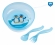 Миска на присоске с крышкой, вилкой и ложкой Canpol арт. 21/300, 9+ мес. голубой
