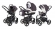 Коляска 3 в 1 Esspero Newborn Lux (шасси Graphite) Grey Leves