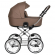 Коляска 2 в 1 Roan Bass Next Classic, d14 Raisin Mood/Chrome/руч.Тем.коричневый